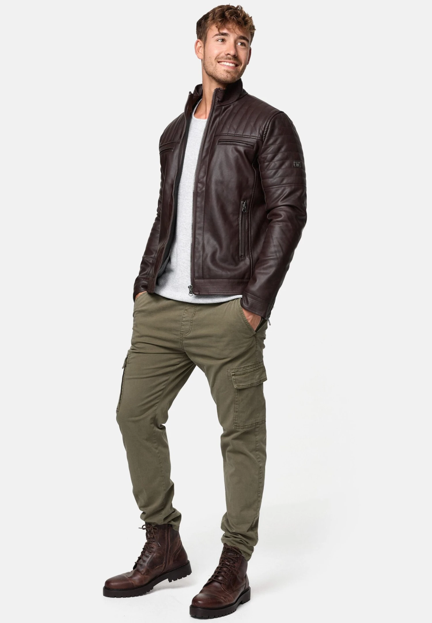 Indicode Jeans Brook - Imitatieleren Jas - Dark Brown 4 Indicode Jeans Brook - Imitatieleren Jas - Dark Brown - Afbeelding 2