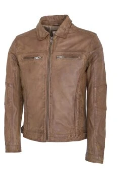Lee Cooper Leather Jacket With Collar Shirt - 2 Split Side Pockets - - Leren Jas - Vintage Cognac -Modekledingwinkel df1c6fa24f6d4fd883906b992410d21e