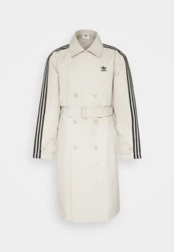 Adidas Originals 3 Stripe Coat Unisex - Trenchcoat - Beige -Modekledingwinkel ef31e809e97e4c0a9b8a3e7f6e18737e